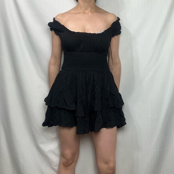 Princess Polly Dresses & Skirts - NWT The Love Galore Romper Black Ruffled Princess Polly